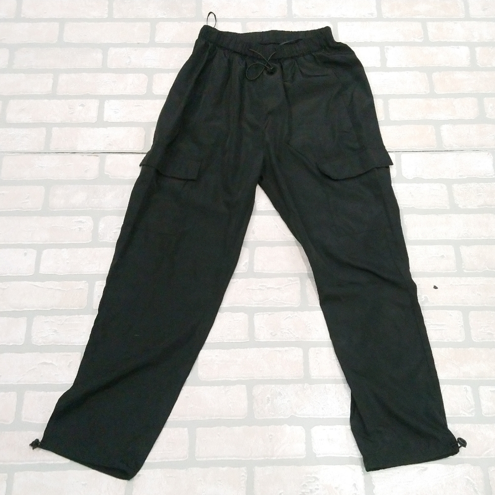 Black Nylon Track Pants, Joggers